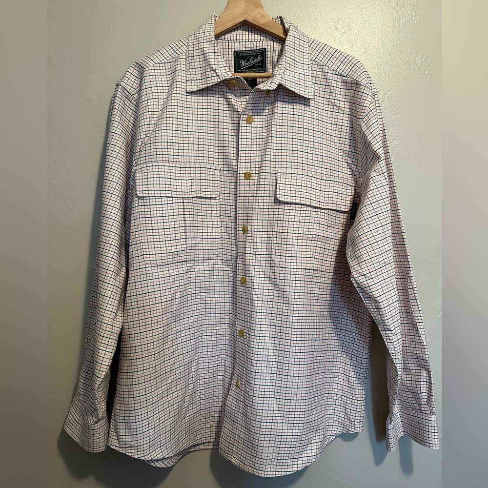Woolrich White, Red, & Blue Casual Button Down Shirt - Picture 3 of 12